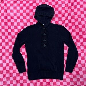 Eight Eight Eight Men's Black Button-Up Hooded Sweater
